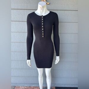 Hera Collection Black Long Sleeve Dress with Gold Buttons